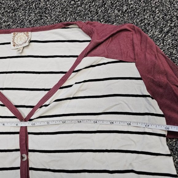 BOGO🎀TRUSELF Striped Pull Over Long Sleeve Tee- Size Large - Picture 3 of 3